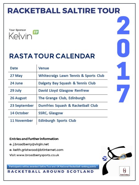 Racketball Around Scotland - Tour Calendar 2017