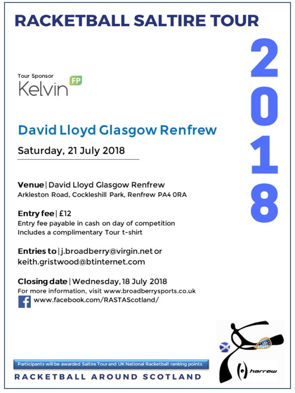 Racketball Around Scotland Tour - David Lloyd Renfrew -21 July 2018